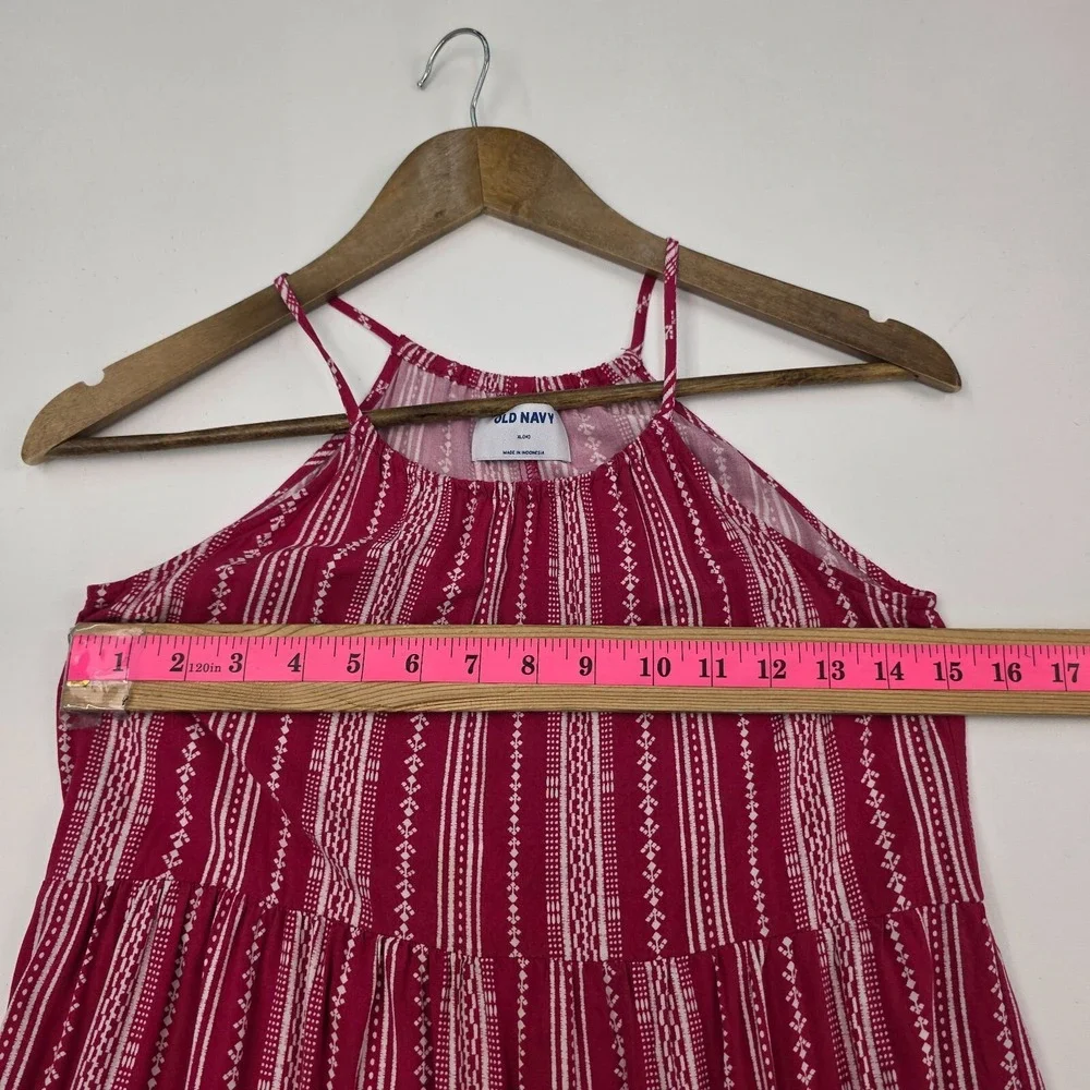 Old Navy Tulip-Hem‎ Dress Girls XL (14) Red Stripe Sleeveless Halter Neck Summer